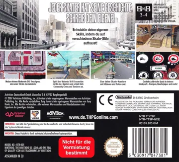 Tony Hawk's Proving Ground (Europe) (En,Fr,De,Es,It) box cover back